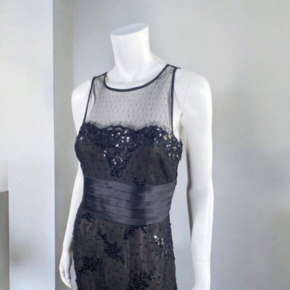 BCBGMAXAZRIA Cocktail Dress Black Sequins, Satin, and Lace, Size 6 - Picture 6 of 15